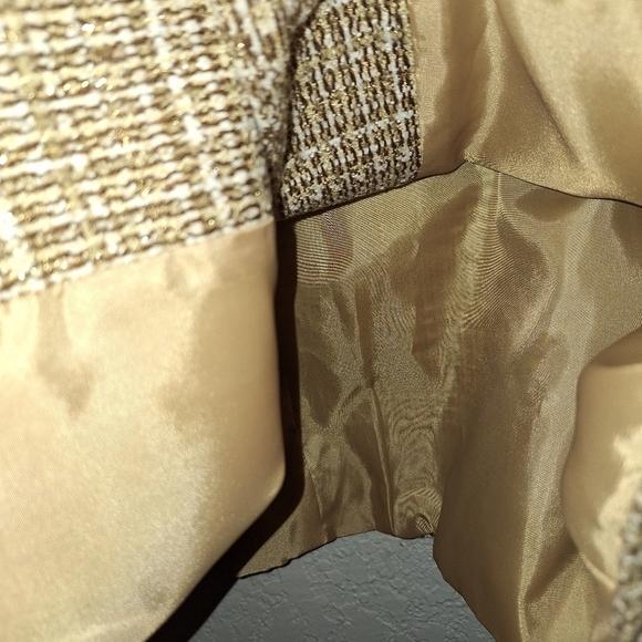 Alfred Dunner  Sz 14 Gold Tan Beige Tweed Blazer Jacket W/Pockets - Picture 6 of 9